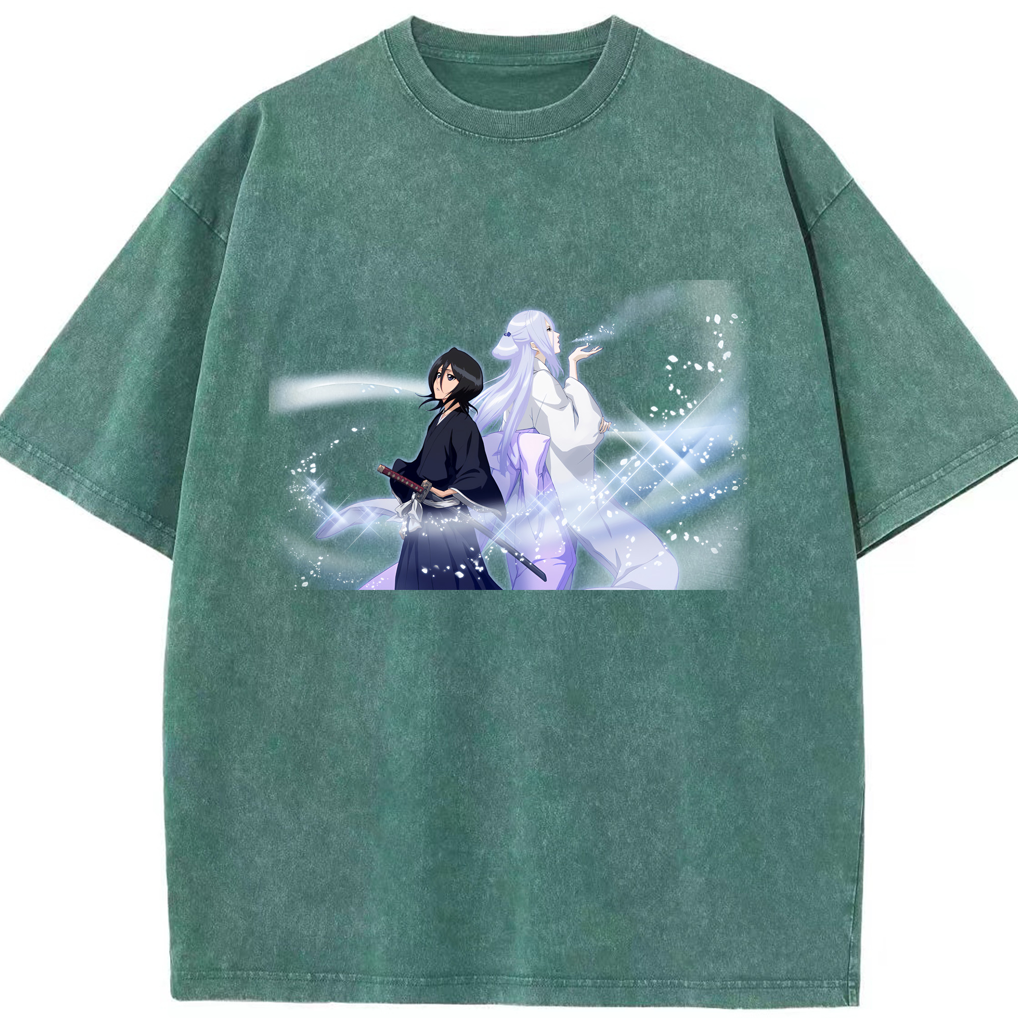 （画像用） ブリーチ 朽木ルキア BLEACH Kuchiki Rukia 綿100% ヴィンテージ風 半袖Tシャツ（フロントプリント）
